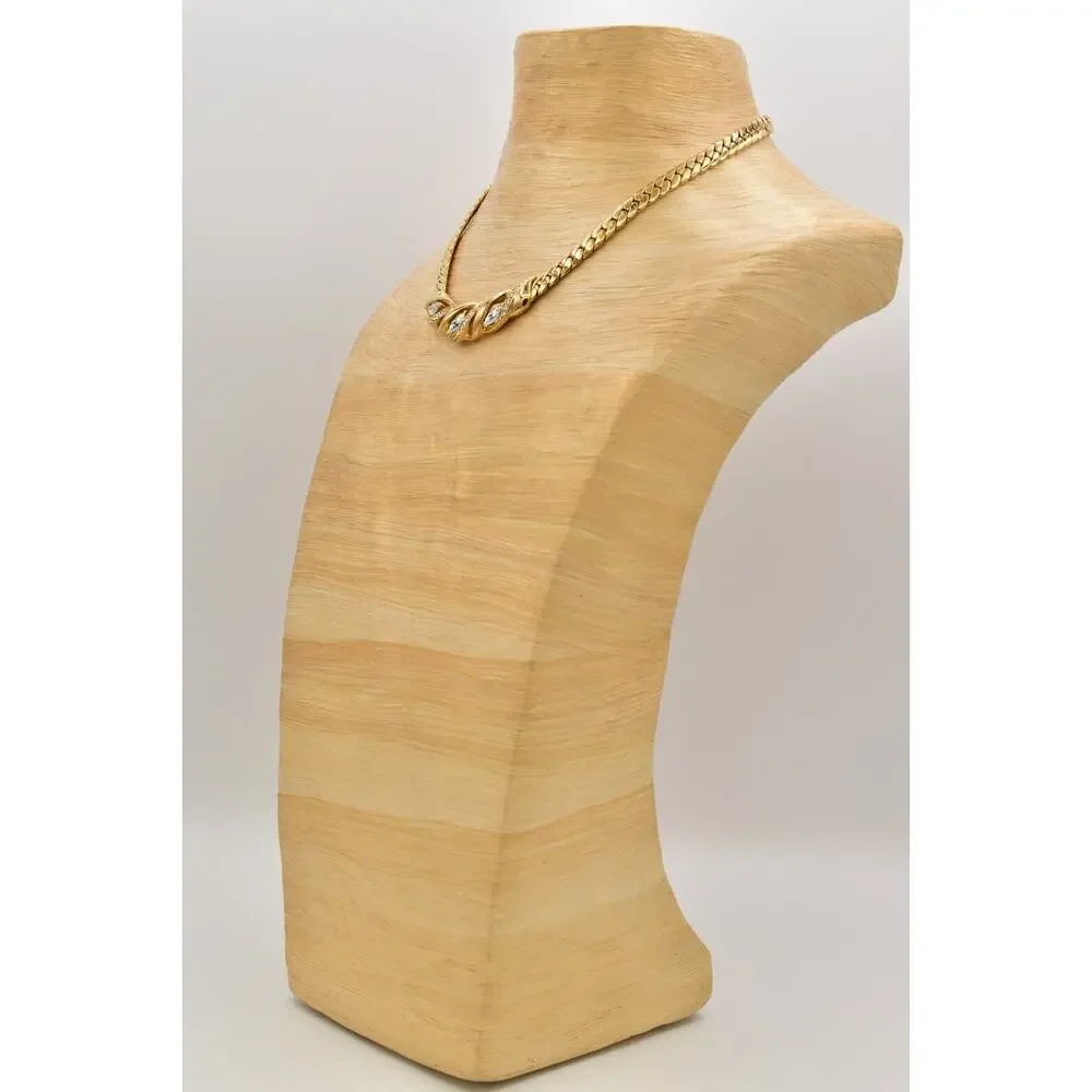 Trifari Vintage Crystal Collar Necklace Heavy Gold Chunky Signed 1960s BinBE